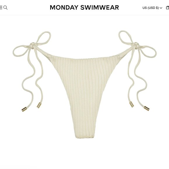 Monday Swimwear Other - NWT Monday Swimwear Palma Bottom — Petite (P) ✨ Ivory (Shiny Rib)